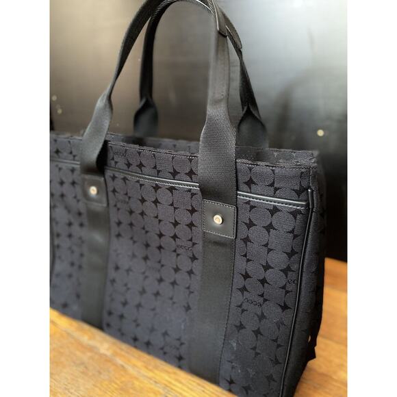 ECCO Black Canvas w/Leather Trim Tote - Picture 2 of 10